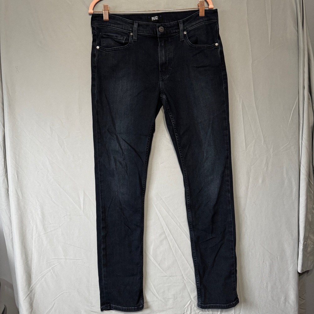 Paige Womens Size 32 Lennox Skinny Jeans Dark Blue Capsule Normcore Neutral Edgy